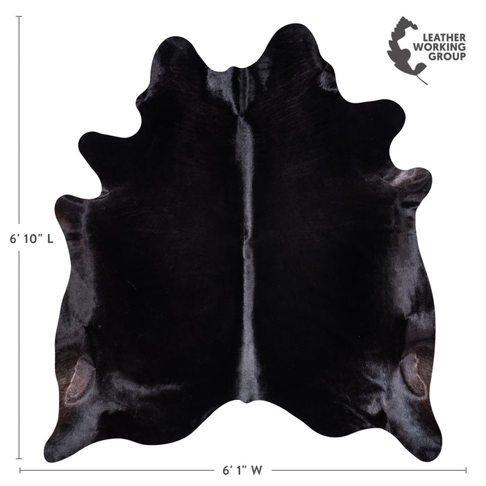 Brazilian Solid Black Cowhide Rug Size 6'10" L x 6'1" W 3416