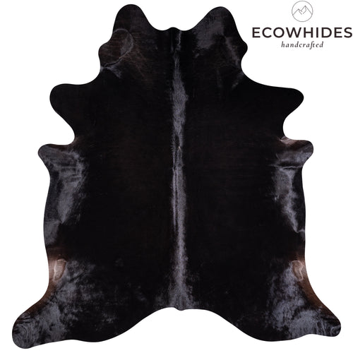 Brazilian Solid Black Cowhide Rug Size 6'10" L x 6'6" W 3417