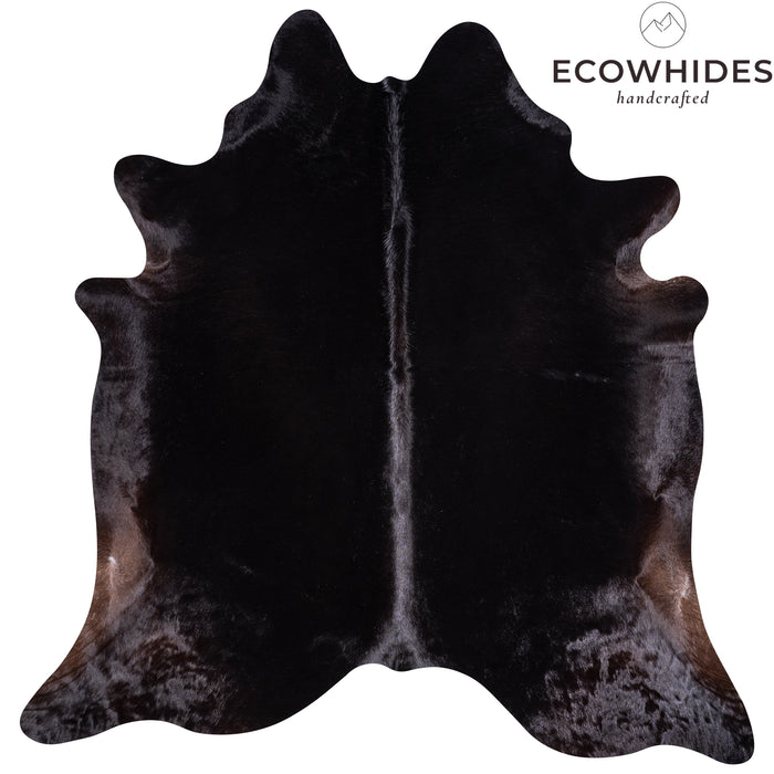 Brazilian Solid Black Cowhide Rug Size 7'1" L x 6'7" W 3426