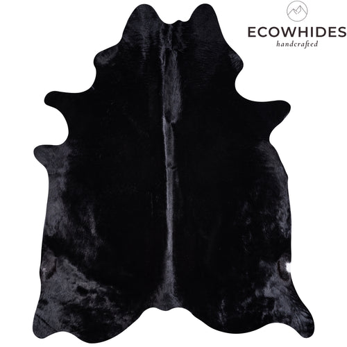 Brazilian Solid Black Cowhide Rug Size 7'9" L x 6'2" W 3428