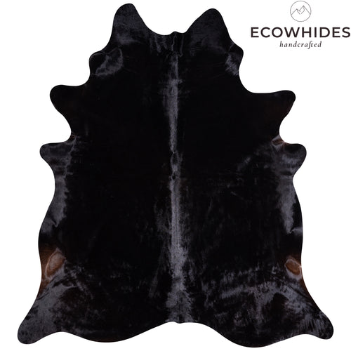 Brazilian Solid Black Cowhide Rug Size 7'7" L x 6'9" W 3429