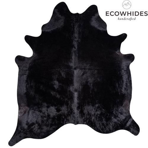 Brazilian Solid Black Cowhide Rug Size 7'2" L x 6'8" W 3431
