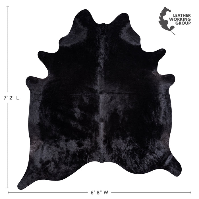 Brazilian Solid Black Cowhide Rug Size 7'2" L x 6'8" W 3431