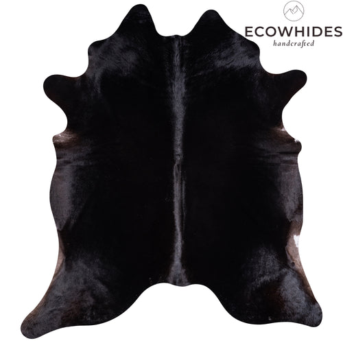 Brazilian Solid Black Cowhide Rug Size 7'6" L x 6'8" W 3433