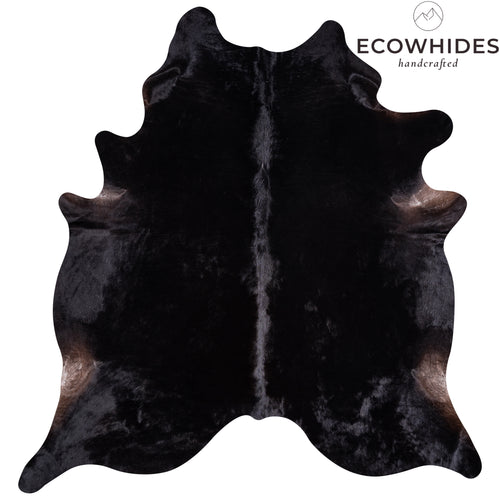 Brazilian Solid Black Cowhide Rug Size 7'10" L x 7'3" W 3434