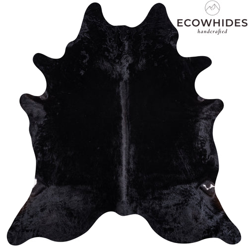 Brazilian Solid Black Cowhide Rug Size 7'7" L x 7'4" W 3435