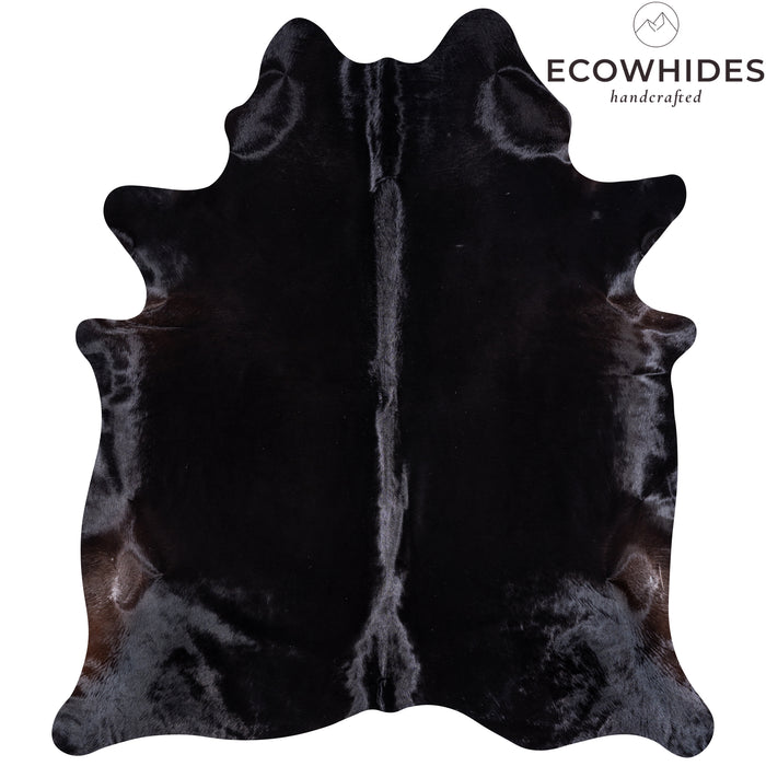 Brazilian Solid Black Cowhide Rug Size 7'11" L x 6'11" W 3438