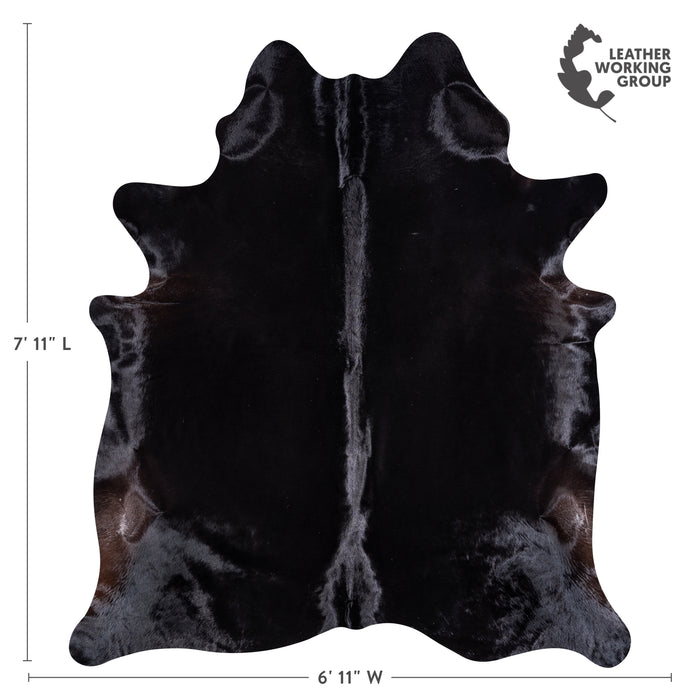 Brazilian Solid Black Cowhide Rug Size 7'11" L x 6'11" W 3438