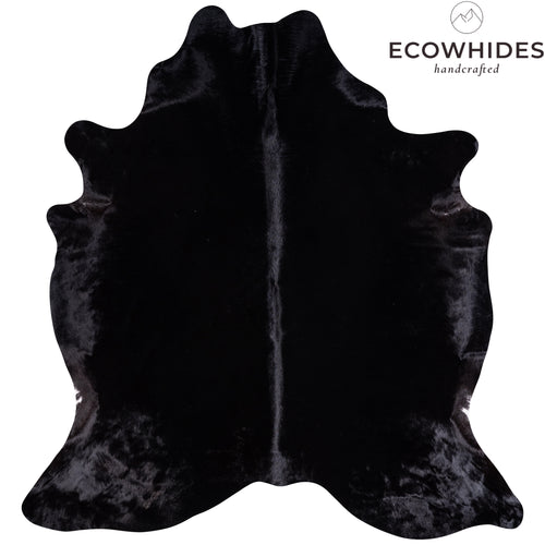 Brazilian Solid Black Cowhide Rug Size 7'5" L x 6'10" W 3441