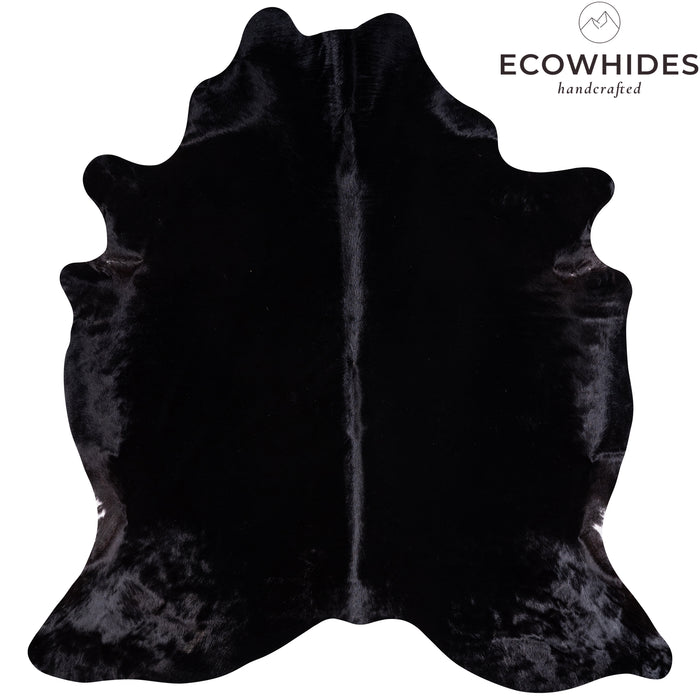 Brazilian Solid Black Cowhide Rug Size 7'5" L x 6'10" W 3441