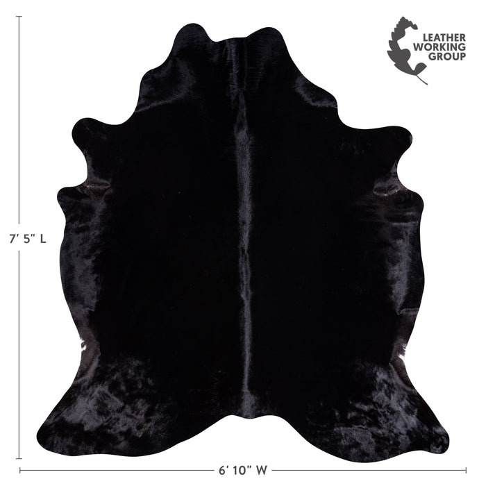 Brazilian Solid Black Cowhide Rug Size 7'5" L x 6'10" W 3441