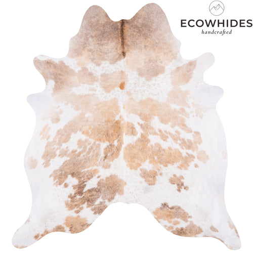 Brazilian Palomino and White Cowhide Rug Size 7'1" L x 6'5" W 3445