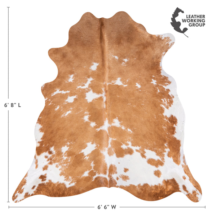 Brazilian Palomino and White Cowhide Rug Size 6'8" L x 6'6" W 3451