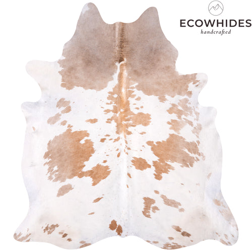 Brazilian Palomino and White Cowhide Rug Size 7'9" L x 6'11" W 3453