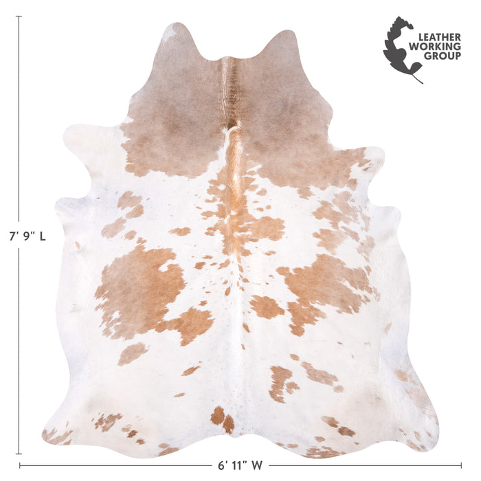 Brazilian Palomino and White Cowhide Rug Size 7'9" L x 6'11" W 3453