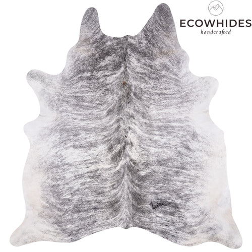 Brazilian Light Grey Brindle Cowhide Rug Size 6'7" L x 6'1" W 3457