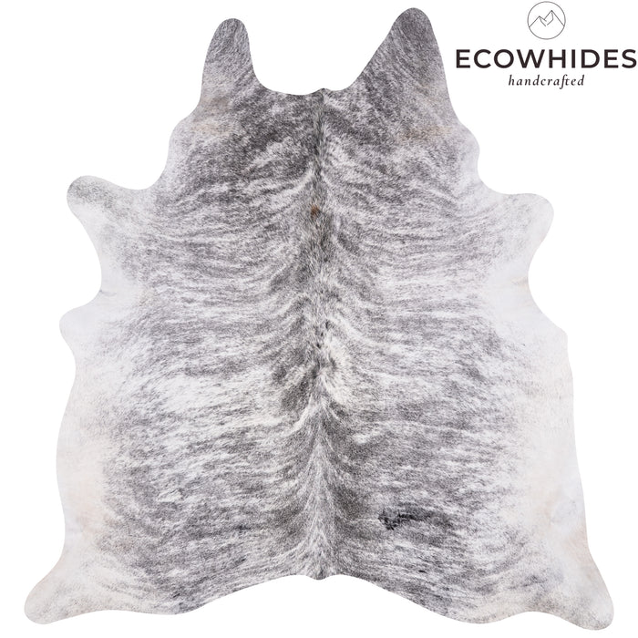 Brazilian Light Grey Brindle Cowhide Rug Size 6'7" L x 6'1" W 3457