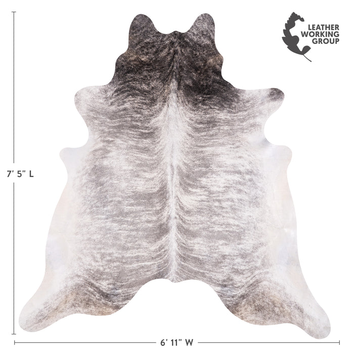 Brazilian Light Grey Brindle Cowhide Rug Size 7'5" L x 6'11" W 3462