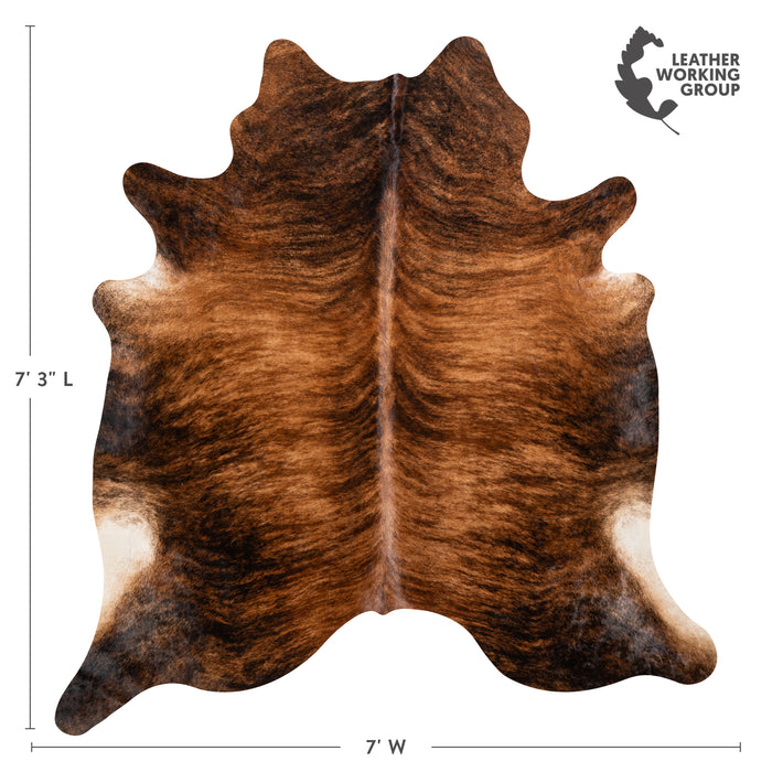 Brazilian Brindle Cowhide Rug Size 7'3" L x 7'0" W 3540