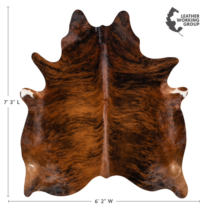 Brazilian Brindle Cowhide Rug Size 7'3" L x 6'2" W 3550