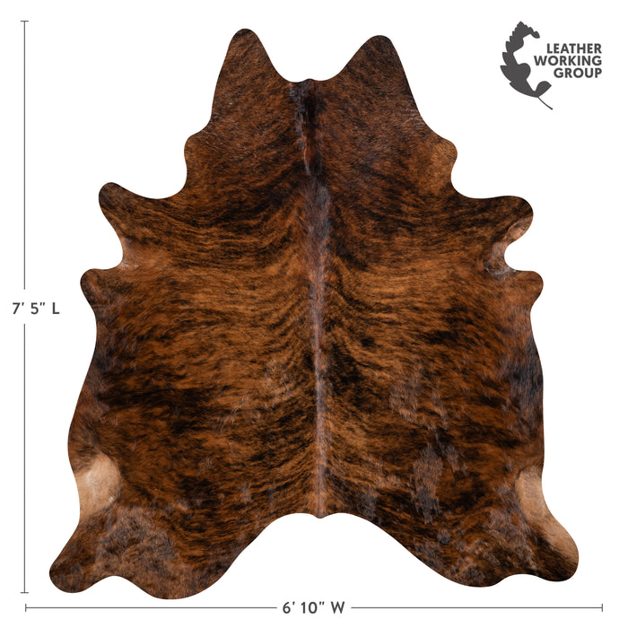 Brazilian Brindle Cowhide Rug Size 7'5" L x 6'10" W 3555