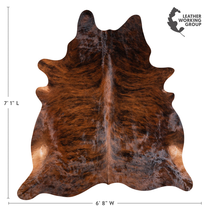 Brazilian Brindle Cowhide Rug Size 7'1" L x 6'8" W 3588