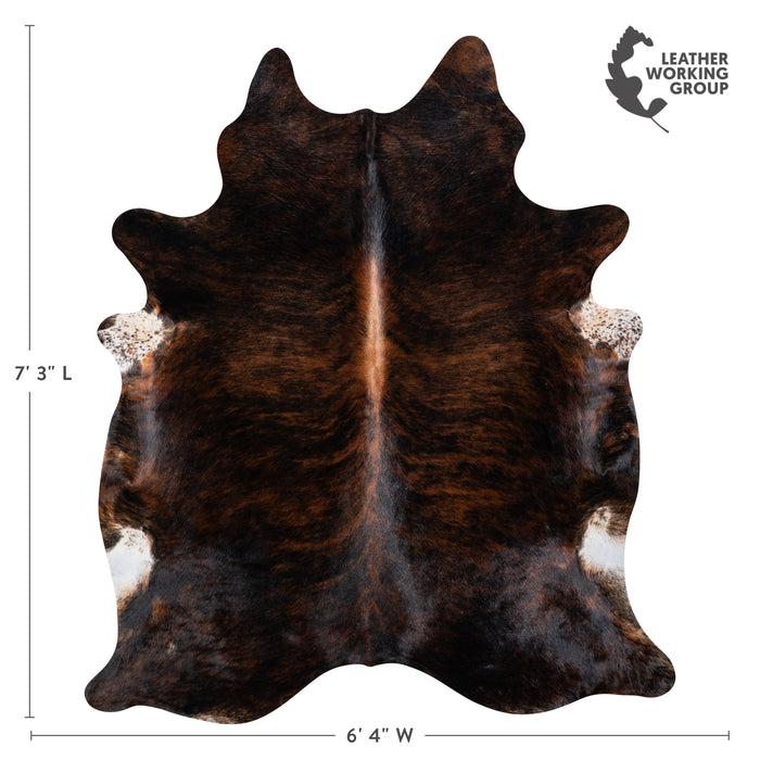 Brazilian Dark Brindle Cowhide Rug Size 7'3" L x 6'4" W 3606