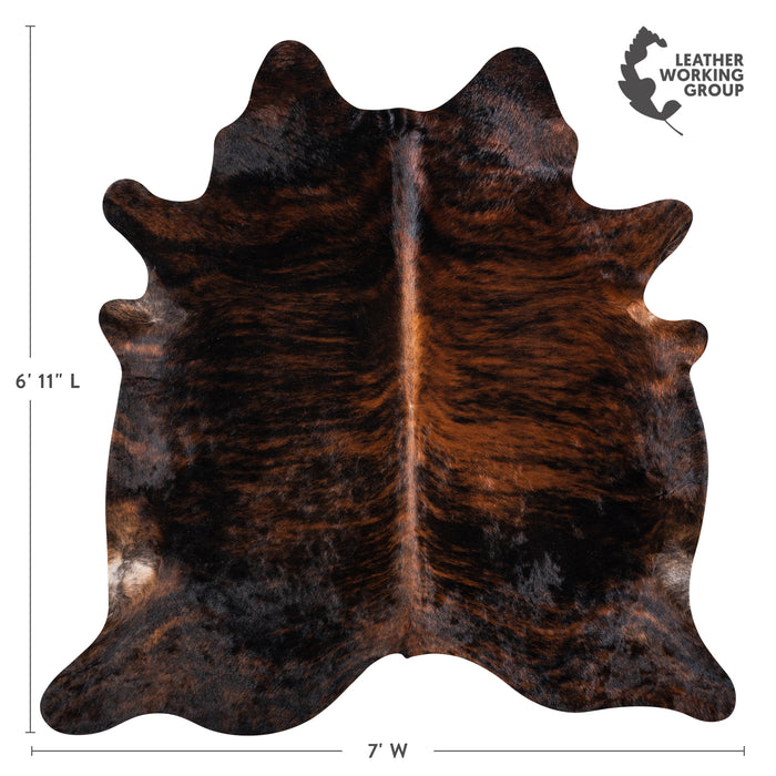 Brazilian Dark Brindle Cowhide Rug Size 6'11" L x 7'0" W 3607