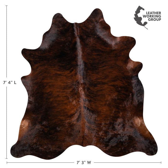 Brazilian Dark Brindle Cowhide Rug Size 7'4" L x 7'3" W 3608