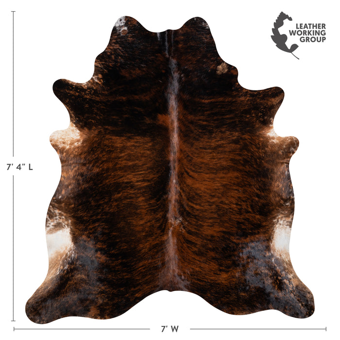 Brazilian Dark Brindle Cowhide Rug Size 7'4" L x x 7'0" W 3612