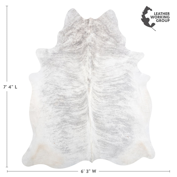 Brazilian Light Grey Brindle Cowhide Rug Size 7'4" L x 6'3" W 3616