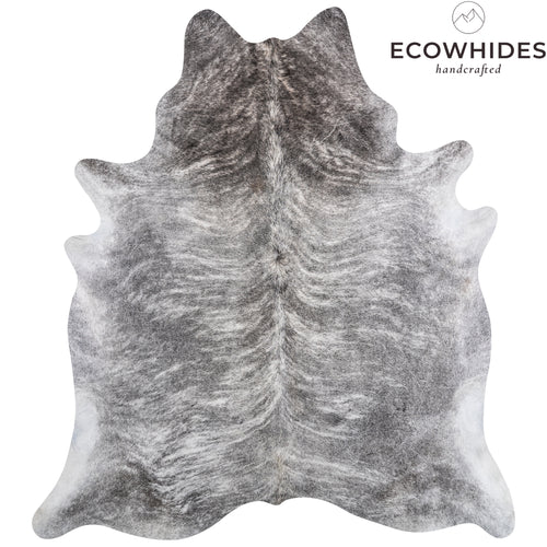 Brazilian Light Grey Brindle Cowhide Rug Size 7'6" L x 6'10" W 3618