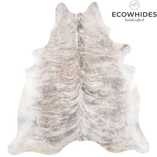 Brazilian Light Grey Brindle Cowhide Rug Size 7'3" L x 6'9" W 3619