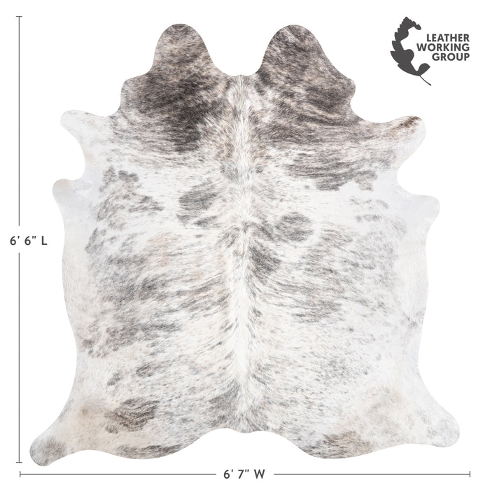 Brazilian Light Grey Brindle Cowhide Rug Size 6'6" L x 6'7" W 3621
