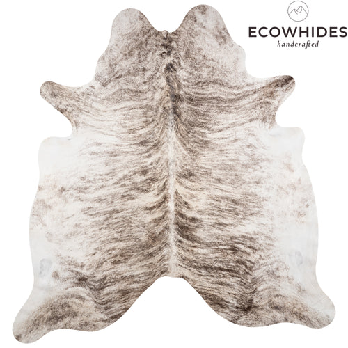 Brazilian Light Grey Brindle Cowhide Rug Size 6'11" L x 6'10" W 3624