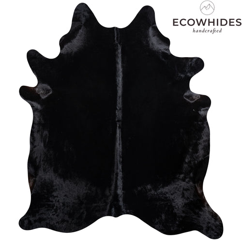 Brazilian Solid Black Cowhide Rug Size 7'11" L x 6'7" W 3643