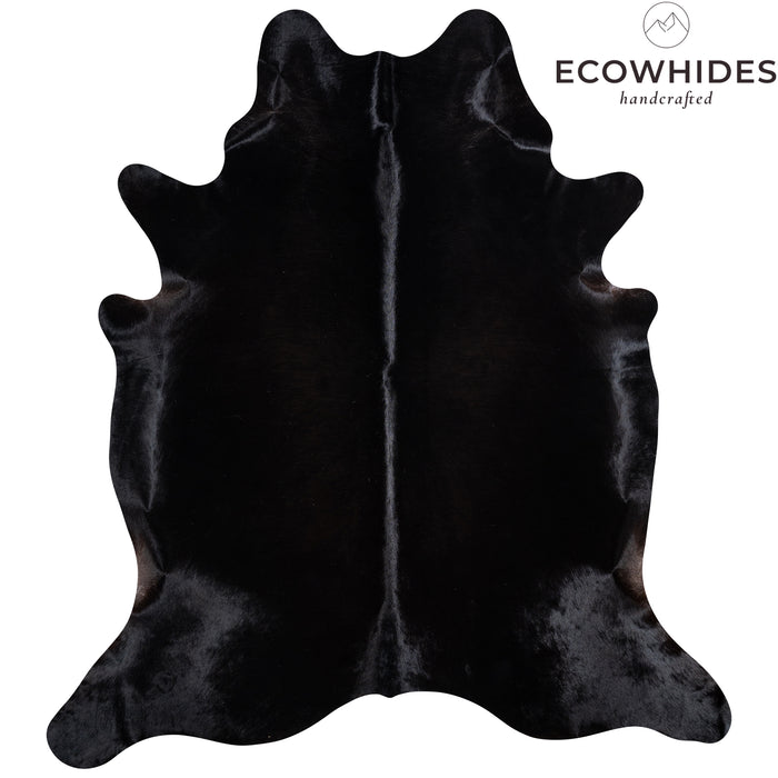 Brazilian Solid Black Cowhide Rug Size 7'11" L x 7'2" W 3644