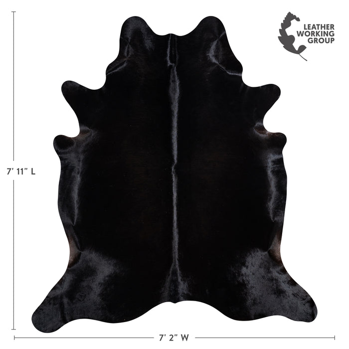 Brazilian Solid Black Cowhide Rug Size 7'11" L x 7'2" W 3644