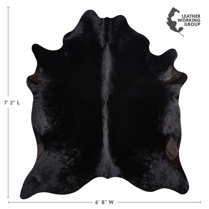 Brazilian Solid Black Cowhide Rug Size 7'2" L x 6'8" W 3646