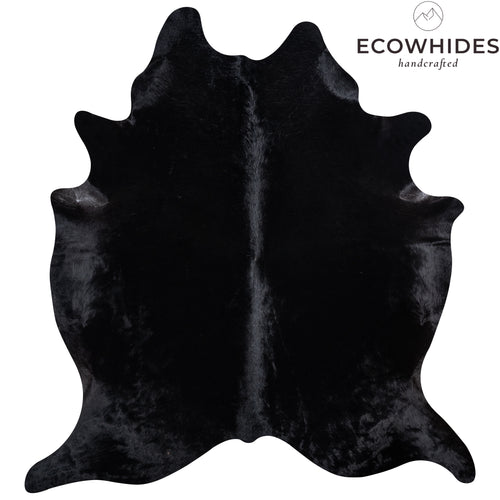 Brazilian Solid Black Cowhide Rug Size 7'3" L x 7'1" W 3647