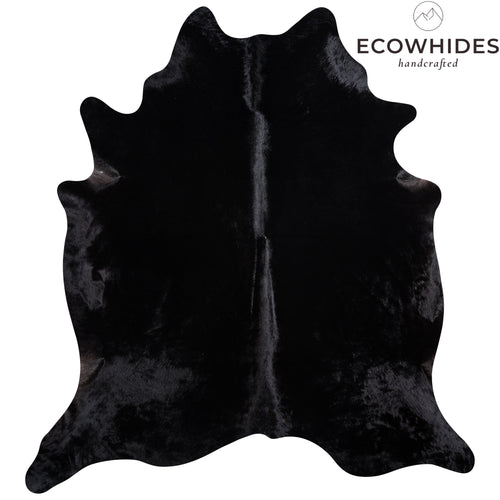Brazilian Solid Black Cowhide Rug Size 7'6" L x 7'2" W 3650