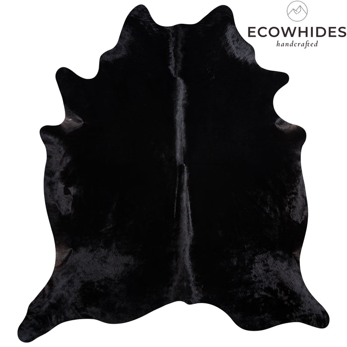 Brazilian Solid Black Cowhide Rug Size 7'6" L x 7'2" W 3650