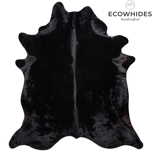 Brazilian Solid Black Cowhide Rug Size 7'10" L x 7'3" W 3651