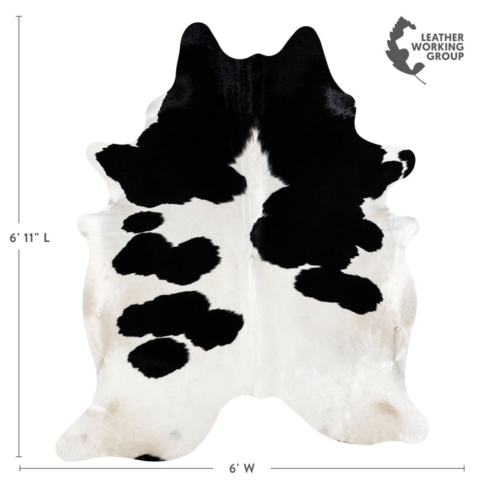 Brazilian Black and White Cowhide Rug Size 6'11" L x 6'0" W 3656