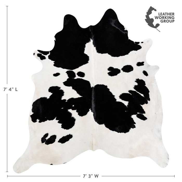 Brazilian Black and White Cowhide Rug Size 7'4" L x 7'3" W 3657