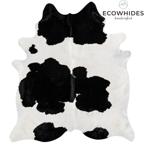 Brazilian Black and White Cowhide Rug Size 7'7" L x 6'10" W 3662