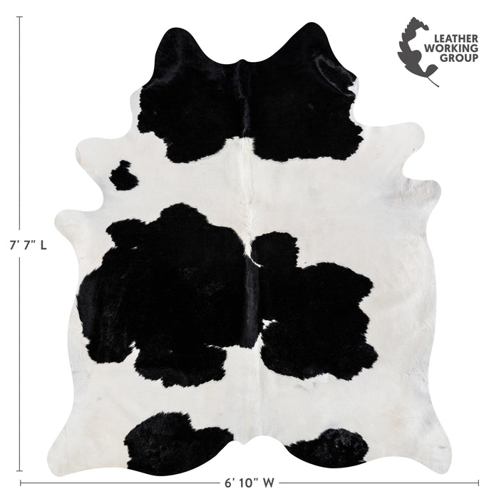 Brazilian Black and White Cowhide Rug Size 7'7" L x 6'10" W 3662