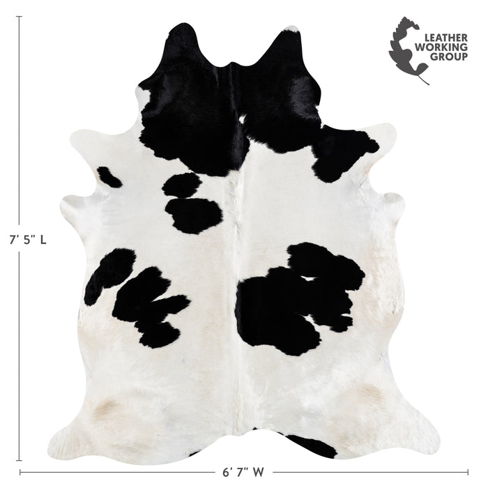 Brazilian Black and White Cowhide Rug Size 7'5" L x 6'7" W 3664