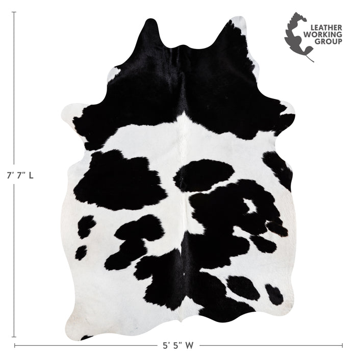 Brazilian Black and White Cowhide Rug Size 7'7" L x 5'5" W 3669