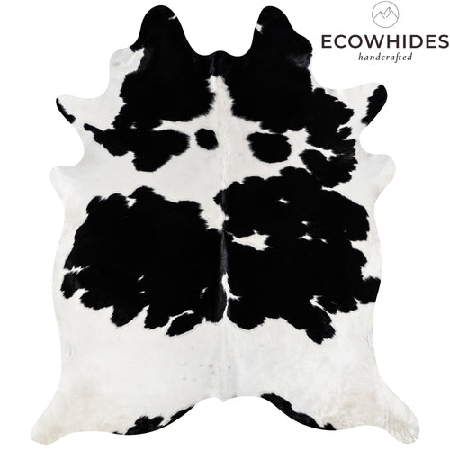 Brazilian Black and White Cowhide Rug Size 7'10" L x 7'1" W 3671